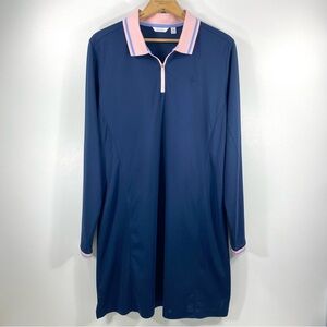 Lady Hagen Navy Blue Pink Long Sleeve Polo Golf Active Athletic Sporty Dress XL